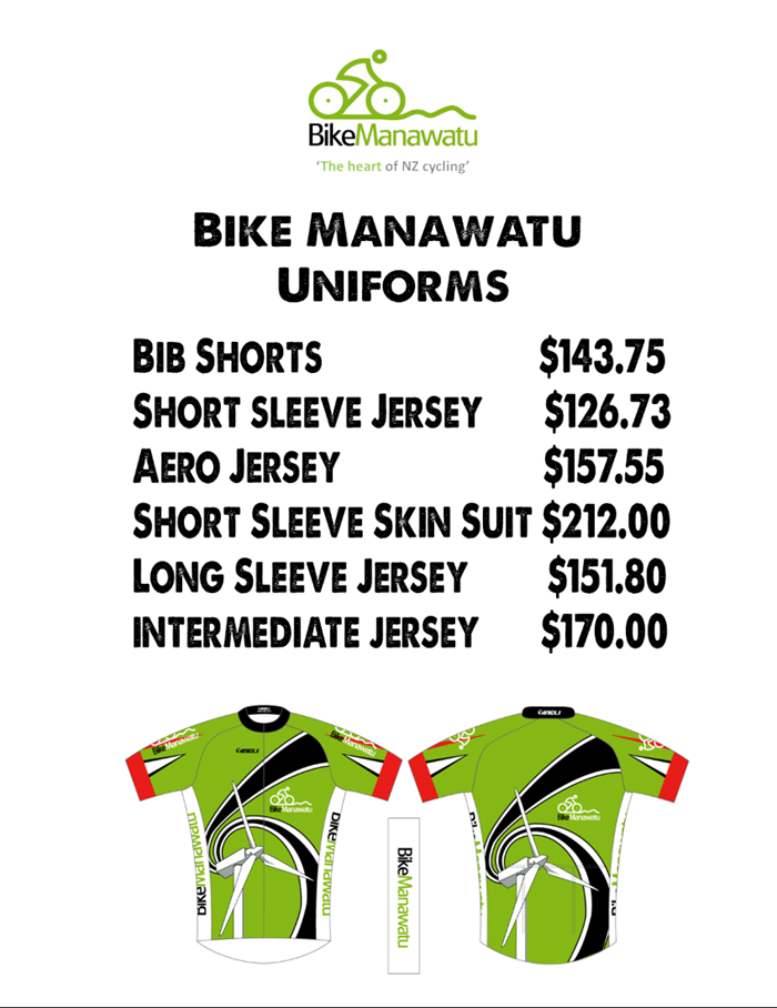 Bike Manawatu Uniform Price List