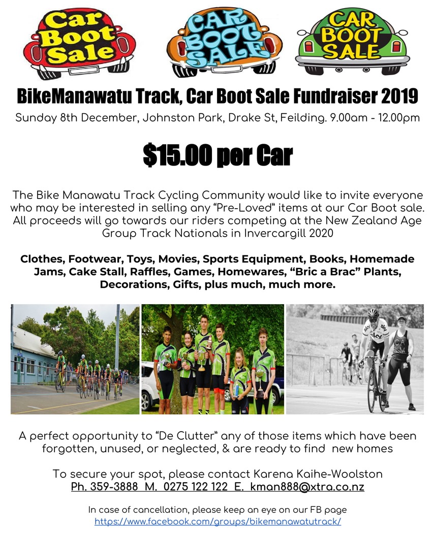 BikeManawatu Track, Car Boot Sale Fundraiser 2019-1