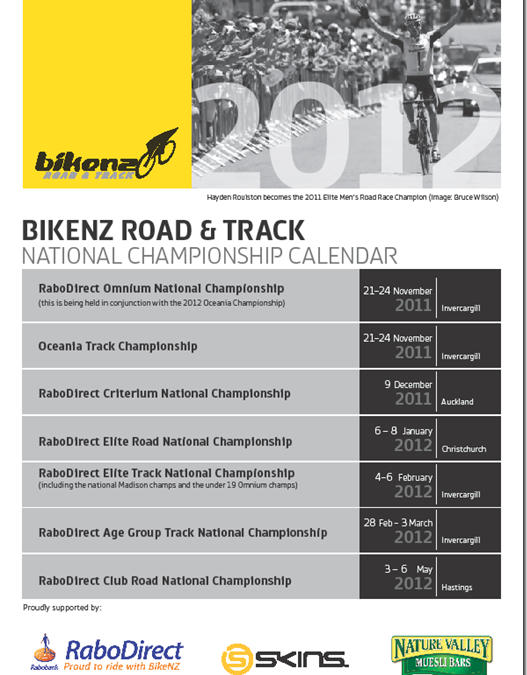 2012 BikeNZ Road and Track National Championship Calendar.