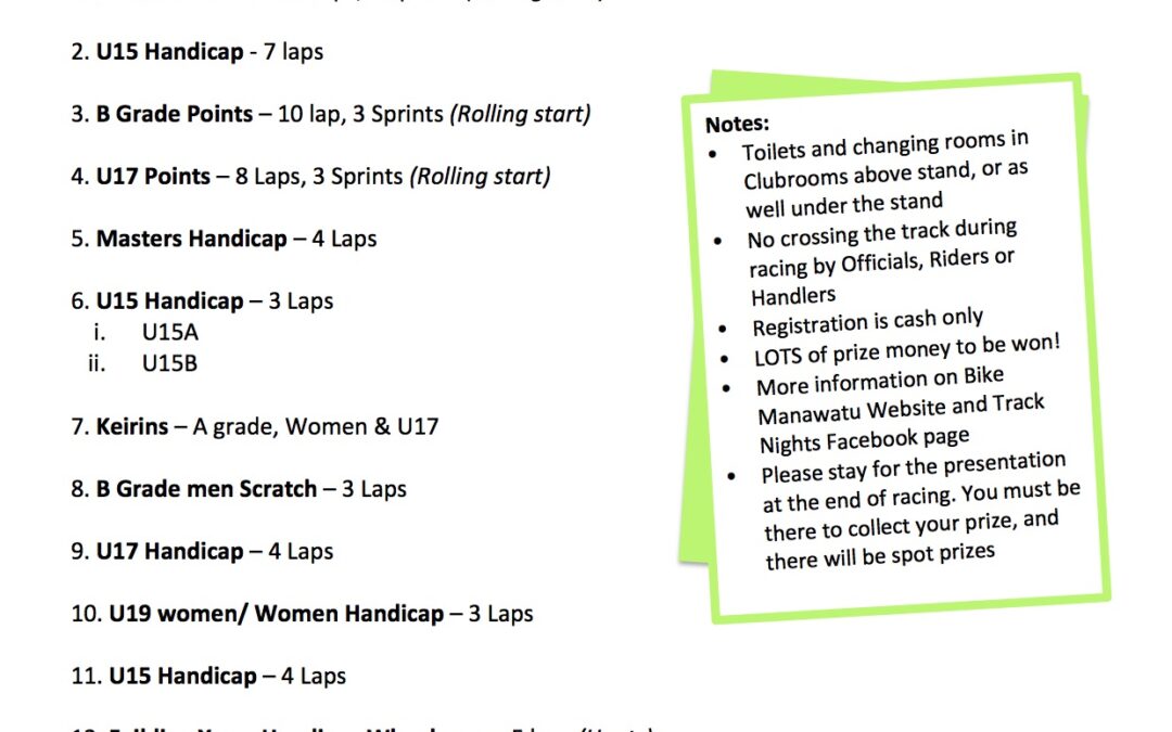 Programme for WCNI Rainbow Track Carnival