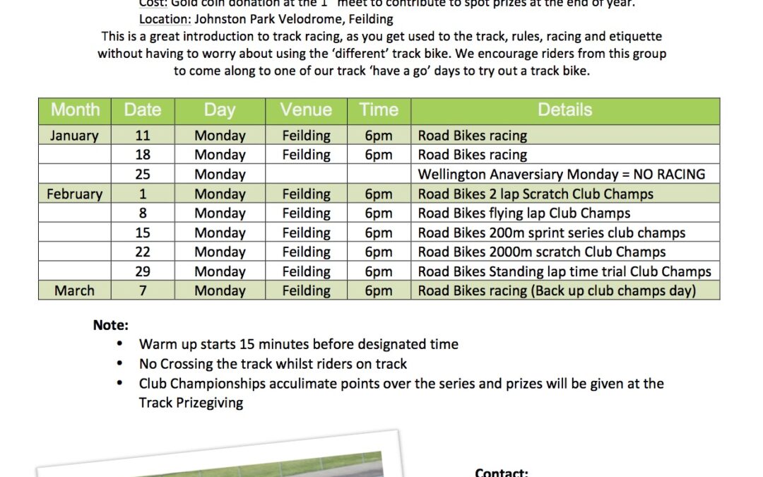 Road bikes on track 2016 Programme