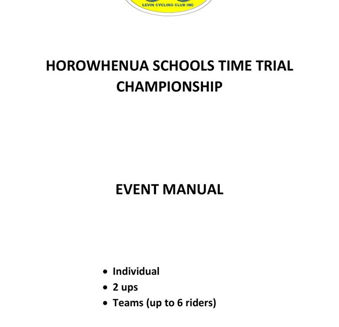Horowhenua Schools TT Champs Event Manual 9 Sept 2018 Handbook
