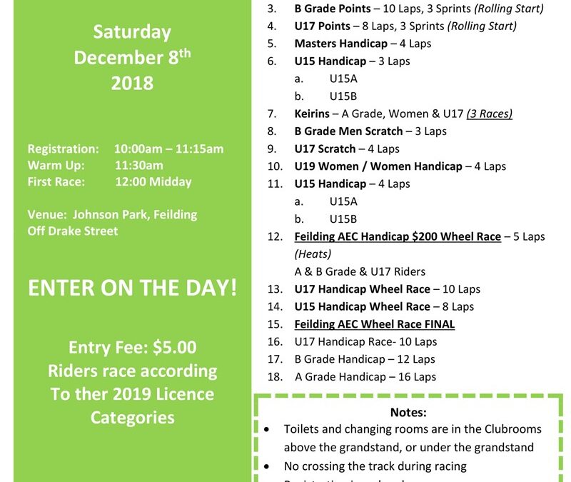 Bike Manawatu Track Carnival 2018–New Date