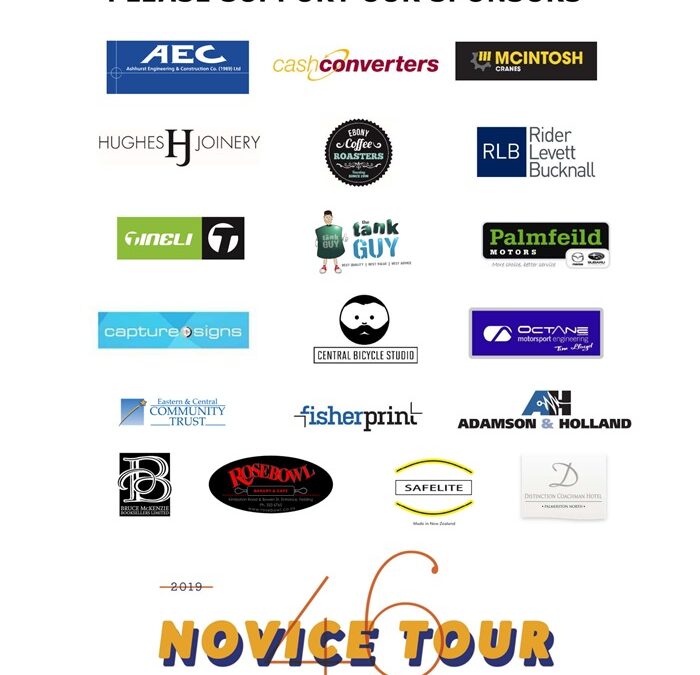 Thank you to our Amazing Sponsors–Novice Tour 2019