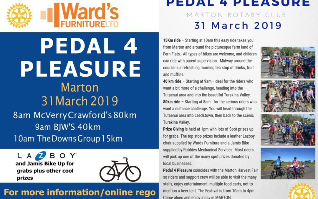 Pedal 4 Pleasure–Marton Rotary Club–31 March 2019