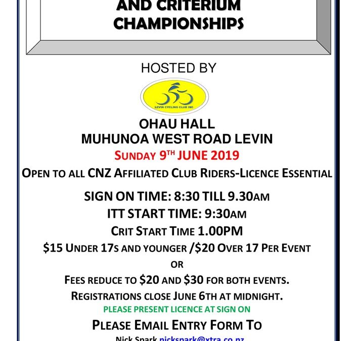 WCNI Open Individual Time Trial & Criterium Championships hosted by Levin Cycling Club–9 June 2019