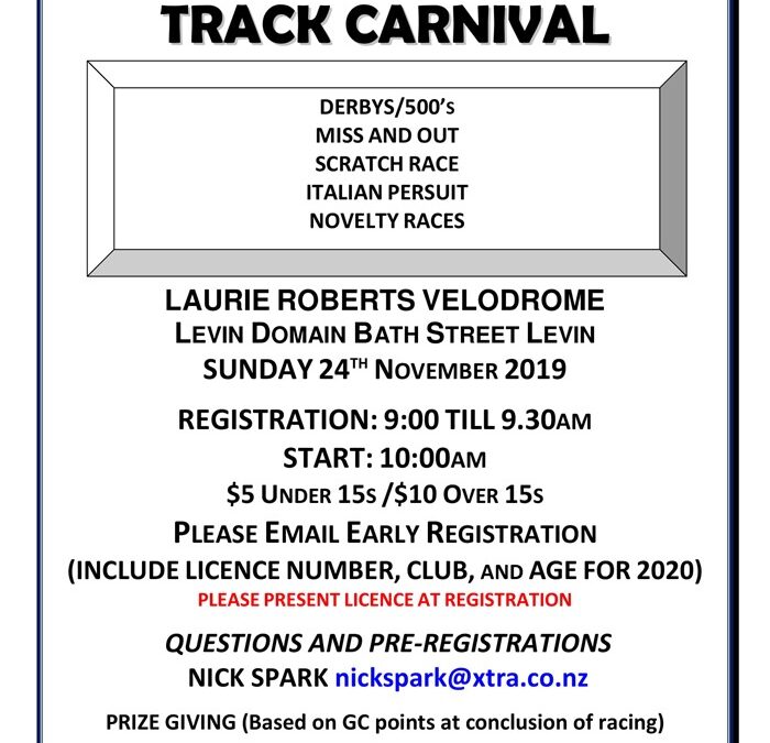 Levin Cycling Club Track Carnival Flyer 2019